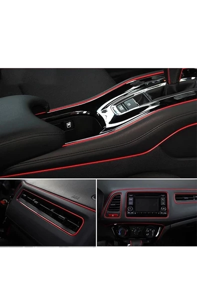 Trim Fitil Kırmızı Yeni Nesil Araç Içi Ip Şerit Balık Sırtı Nikelajlı 5 Metre - 3