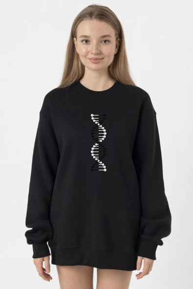 Siyah Beyaz Dna Siyah Kadın 2ip Sweatshirt ürün görseli 1