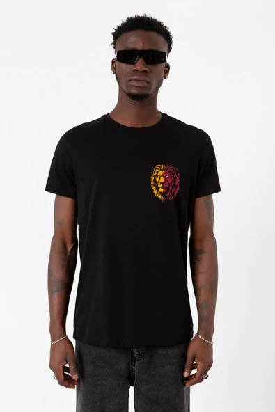 Sarı Kırmızı Aslan Siyah Erkek Tshirt