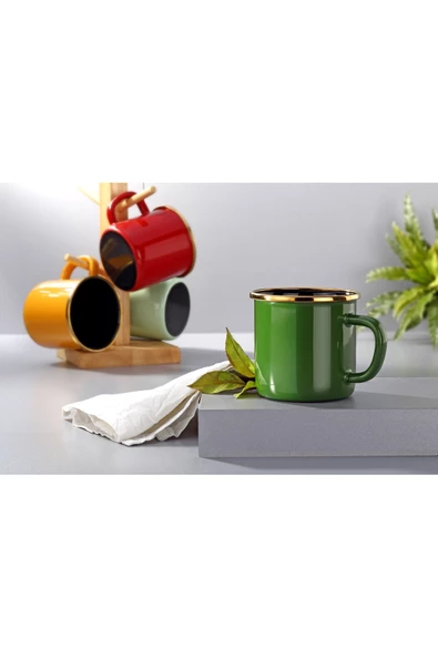 Bonera Emaye Yeşil Kupa Kamp Kahve Bardak - 2