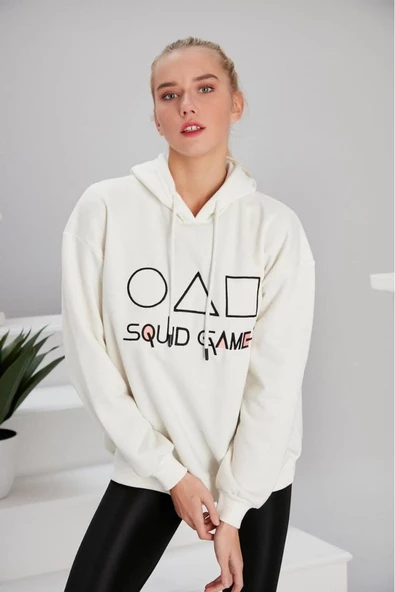 Squid Game Beyaz Kadın 3ip Kapşonlu - Resim 3