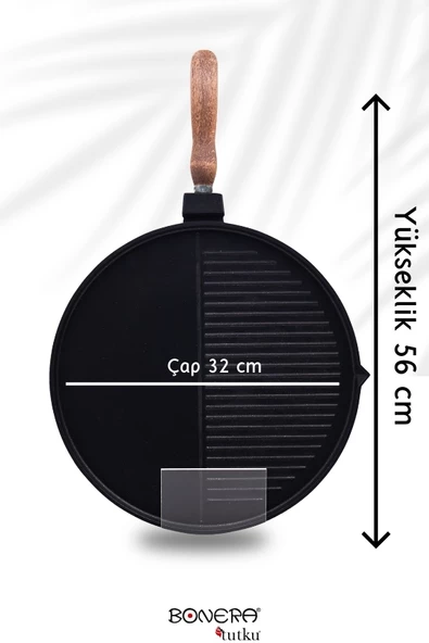 Bonera Çok Amaçlı 32cm Döküm Grill Tava - 4