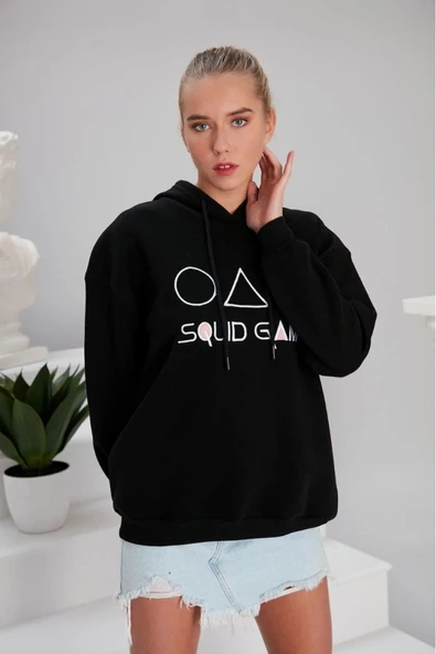 Squid Game Siyah Kadın 3ip Kapşonlu ürün görseli 1