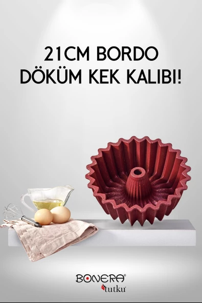 Bonera Dilim Desenli 21cm Bordo Döküm Kek Kalıbı