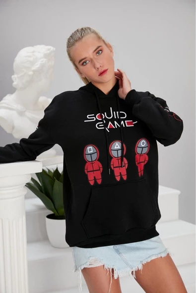 Squid Game Siyah Kadın 3ip Kapşonlu - Resim 3