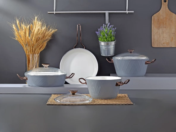 Bonera Diana 7 Parça Kristal Gold Kulp Tencere & Tava Seti - 4