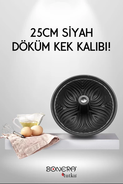 Bonera Desenli 25cm Döküm Siyah Kek Kalıbı