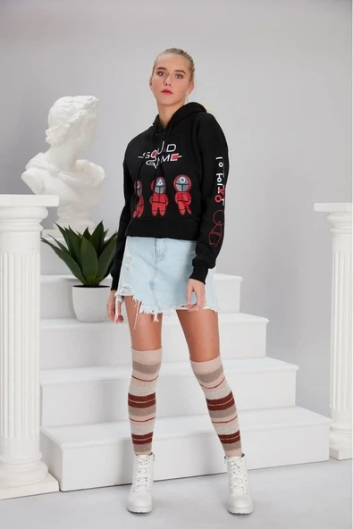 Squid Game Siyah Kadın 3ip Kapşonlu - Resim 2