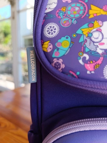Hello Dragon Okul Çantası Omurga Koruyucu Mor - Resim 3