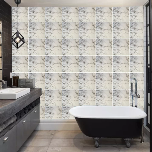 Decohandy 30x30 Cm Pvc Duvar Karosu 4'Lü Paket - Siyah Beyaz Mermer - Resim 2