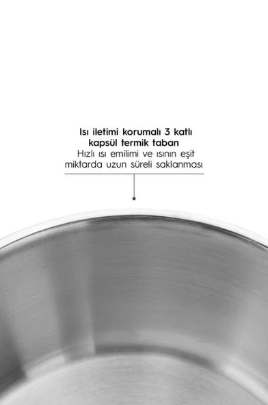 Nehir Silver Klasik 6 Parça Derin Çelik Tencere Seti - 4