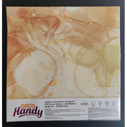 Decohandy 30x30 Cm Pvc Duvar Karosu 4'Lü Paket - Sarı Mermer ürün görseli