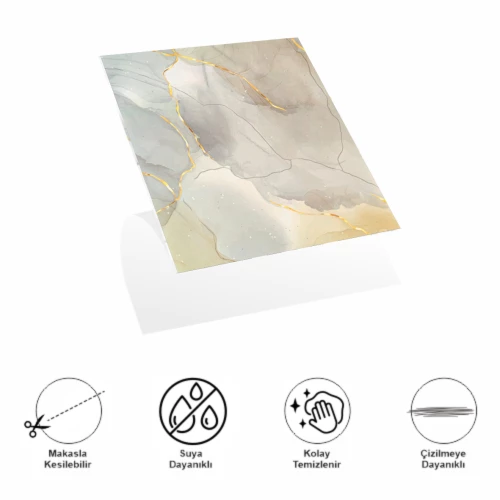 Decohandy 30x30 Cm Pvc Duvar Karosu 4'Lü Paket - Dumanlı Mermer Desen - Resim 2