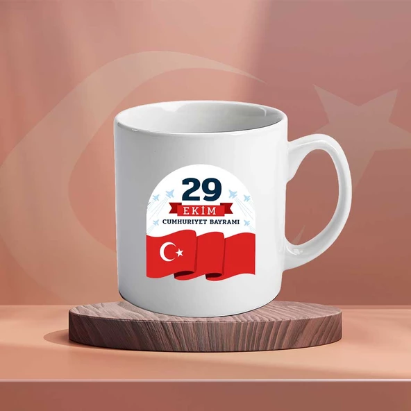 29 Ekim Cumhuriyet Bayramı Tasarımlı Kupa Bardak Kişiye Özel Hediye