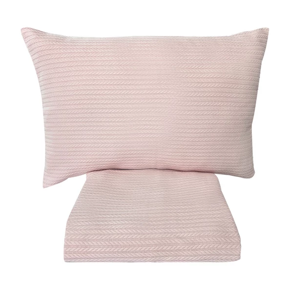 Pike Takımı Tek Kişilik Örgü Desen-Açık Pembe - 3