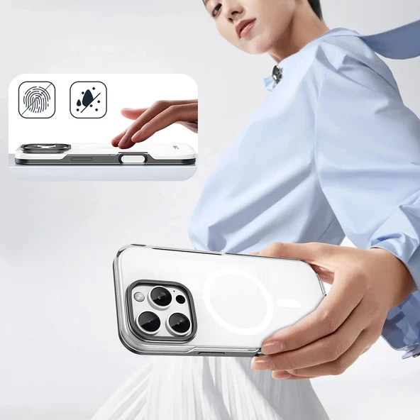 Apple iPhone 16 Pro Max Kılıf Magsafe Şarj Özellikli Çıkarılabilir Arka Yüzeyli Redclick Polar Kapak - 6