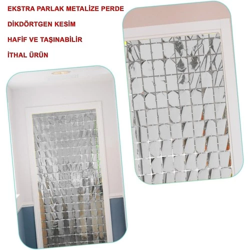 Metalize Gümüş Kapı Perdesi - 2
