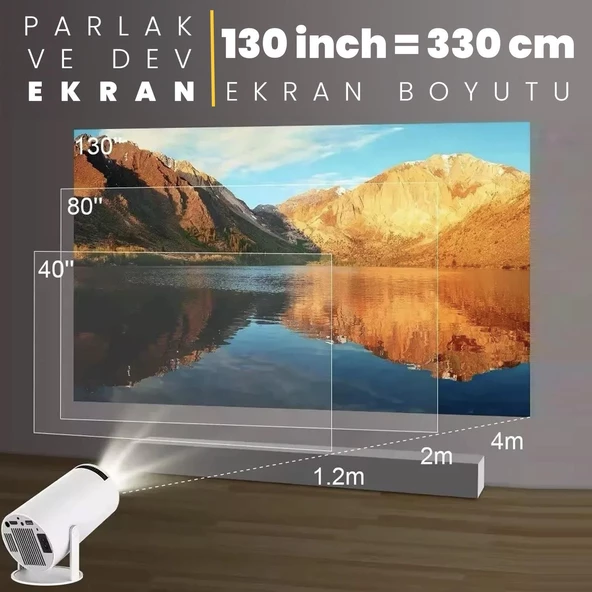 UpWay HY300 Ultra HD 1280x720 Piksel 1800 Lümen HDMI Multimedia Projeksiyon Cihazı - 3