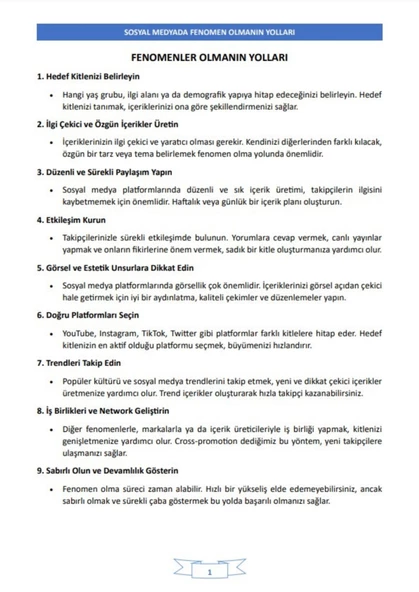 100 Adımda FENOMEN Olmanın Yolları Kitabı - 5