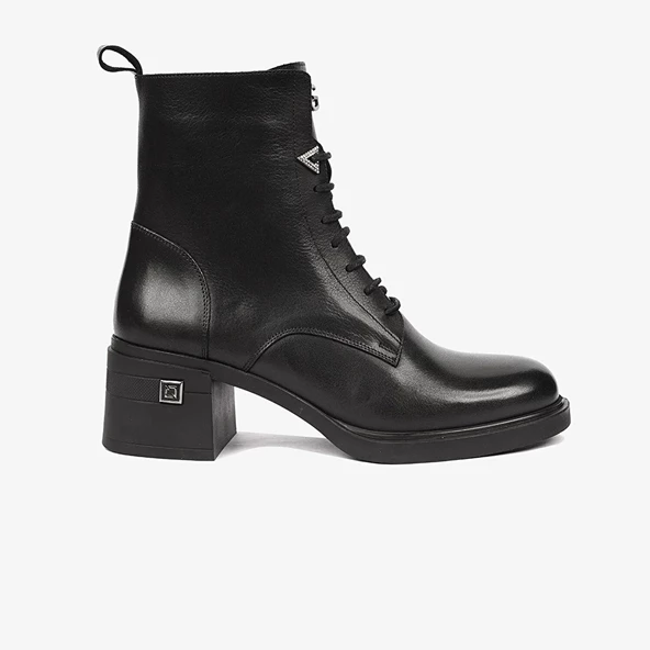 Greyder 59127 Kadın Hakiki Deri Bağcıklı Kenarı Fermuarlı Kalın Topuk Chıc Bot - 8