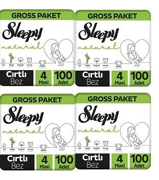 Sleepy Natural Gross Paket Bebek Bezi 4 Numara Maxi 400 Adet