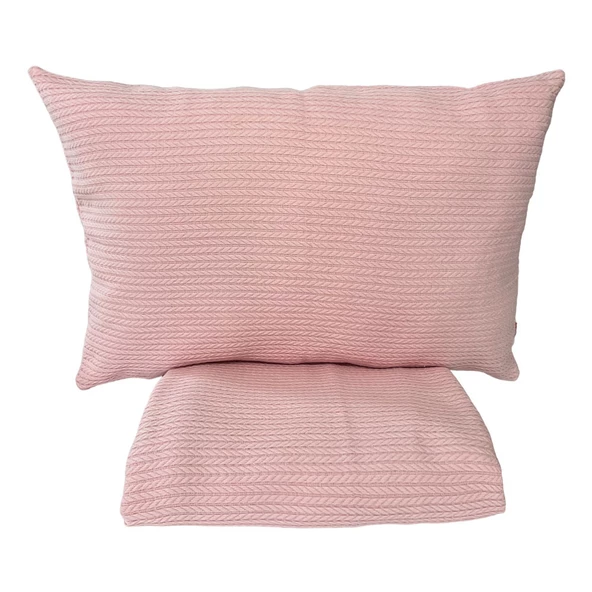 Pike Takımı Tek Kişilik Örgü Desen-Koyu Pembe - 3