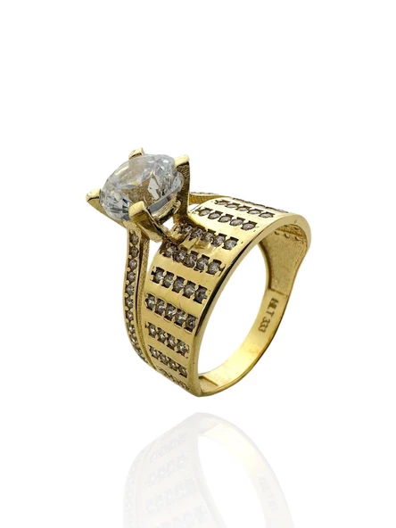 Alyans Tektaş İkili Günlük 8 Ayar Altın Yüzük - Resim 2