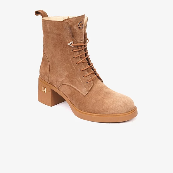 Greyder 59127 Kadın Hakiki Deri Bağcıklı Kenarı Fermuarlı Kalın Topuk Chıc Bot - 2