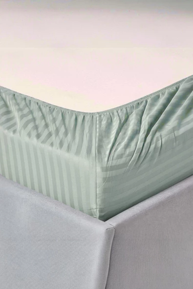 Alla Turca 100x200 Pamuk Saten Lastikli Çarşaf Seti Mint Yeşili - Resim 2