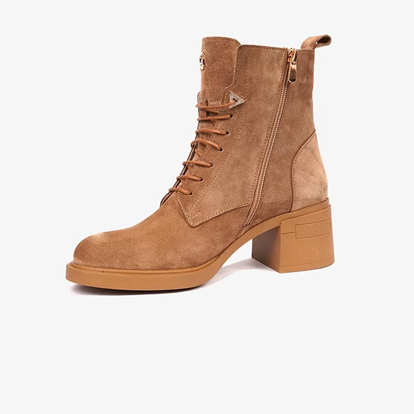 Greyder 59127 Kadın Hakiki Deri Bağcıklı Kenarı Fermuarlı Kalın Topuk Chıc Bot - 3