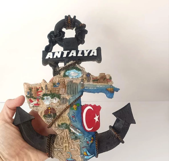 Biblo Çapa Ayaklı Biblo Obje Antalya Turizm Bayrak Gezi Tatil Masa Duvar Süsü - Resim 5