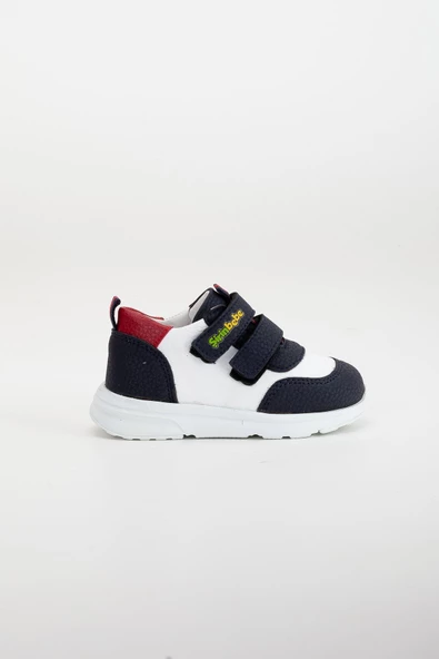 Şirinbebe Şiringenç Ortopedik Beyaz Cırtlı Beyaz Taban Erkek Bebek Çocuk Spor Ayakkabı - Resim 2