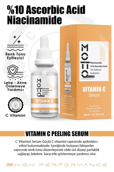 C VİTAMİN Renk Tonu Eşitleyici ve Aydınlatıcı Üst Düzey Peeling Bakım Serumu 30ml - 2