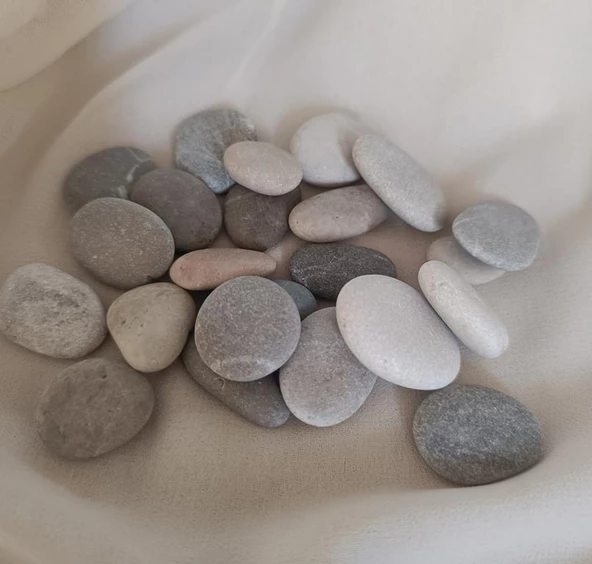 Yassı Taş 1 Kg Boyama Hobi Deniz Taşı Magnet Süs Taşı 2-5 cm Akvaryum Teraryum Süsleme - 8