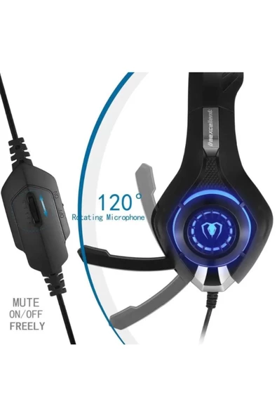 Led Işıklı Oyuncu Kulaklığı Dahili Mikrofon 3.5 Mm Kablolu Ps4/pc Kırmızı 1.75MT Beexcellent Gm-1 - 6