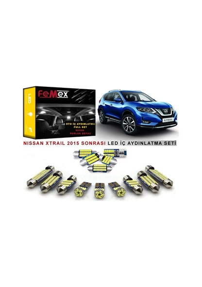 Nissan Xtrail 2015 Sonrası Cam Tavanlı LED İç Aydınlatma Ampul Seti FEMEX Parlak Beyaz