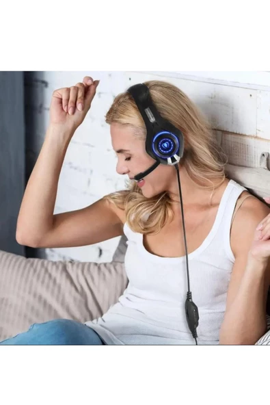 Led Işıklı Oyuncu Kulaklığı Dahili Mikrofon 3.5 Mm Kablolu Ps4/pc Kırmızı 1.75MT Beexcellent Gm-1 - 5