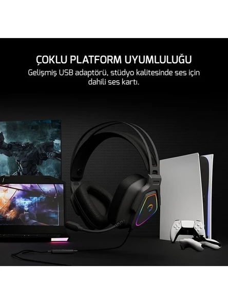 Gamepower Kyruse Pro Hi-Fi 7.1 RGB Kablolu Mikrofonlu Kulak Üstü Oyuncu Kulaklığı - 5