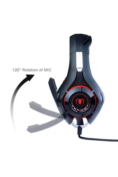 Led Işıklı Oyuncu Kulaklığı Dahili Mikrofon 3.5 Mm Kablolu Ps4/pc Kırmızı 1.75MT Beexcellent Gm-1 - 2