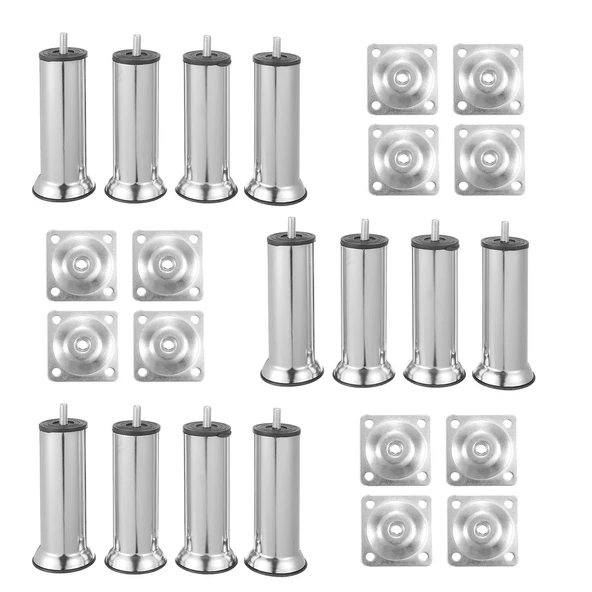 Mobilya Kanepe Baza Koltuk Çekyat 15 Cm Krom Metal Yükseltme Ayağı Ayakları M8 Aparatlı 12'li Set - 2
