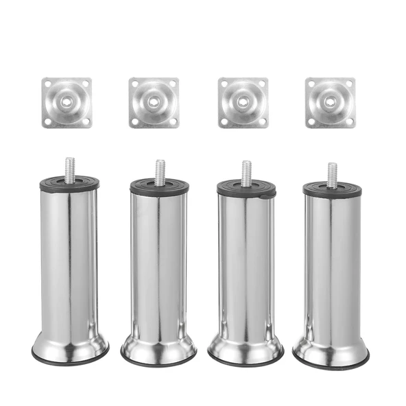 Mobilya Kanepe Baza Koltuk Çekyat 15 Cm Krom Metal Yükseltme Ayağı Ayakları M8 Aparatlı 4'lü Set - Resim 2
