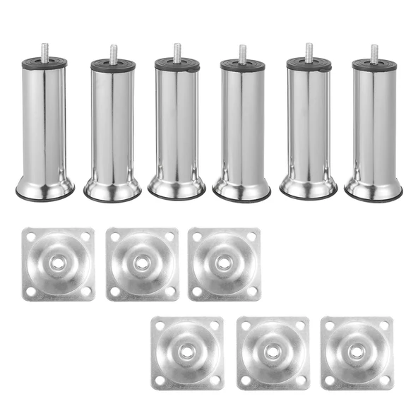 Mobilya Kanepe Baza Koltuk Çekyat 15 Cm Krom Metal Yükseltme Ayağı Ayakları M8 Aparatlı 6'lı Set - 2