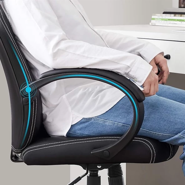 Songmics Yarış Koltuğu, Ofis Koltuğu, Oyuncu Koltuğu, Yönetici Koltuğu, Döner Sandalye, Poliüretan, Siyah/Mavi, Obg56L - 5
