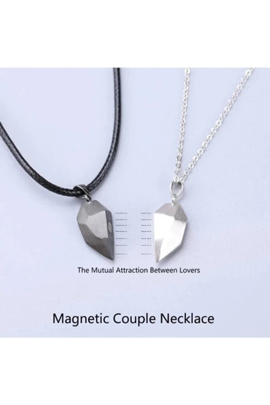 Çiftlere Özel Mıknatıslı Kolye 2li Kalpli Model - 3