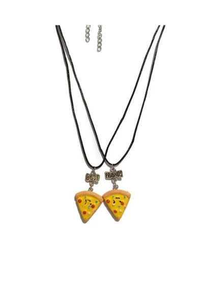 Pizza Dilimi Best Friends Bf 2li Deri Ipli Kolye 2 - 2