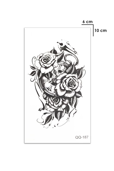 Saat ve Gül Geçici Dövme Tattoo Şık Aksesuar - 2