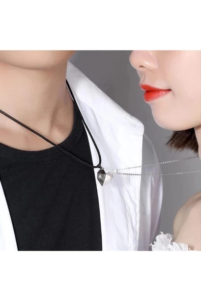 Çiftlere Özel Mıknatıslı Kolye 2li Kalpli Model - 2