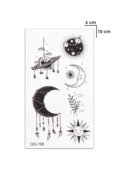 Best Friend Ay Ve Gezegen Bilek Geçici Dövme Tattoo Aksesuar Şık - 2