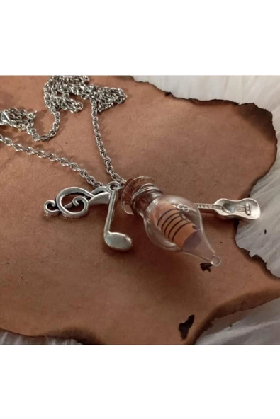 Müzik Gitar Nota Kolye Hediyelik Şık Aksesuar Takı
