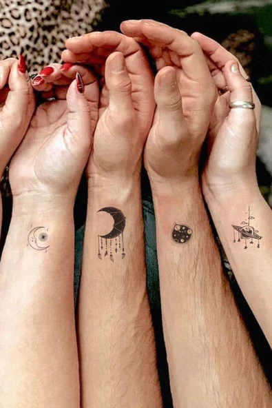 Best Friend Ay Ve Gezegen Bilek Geçici Dövme Tattoo